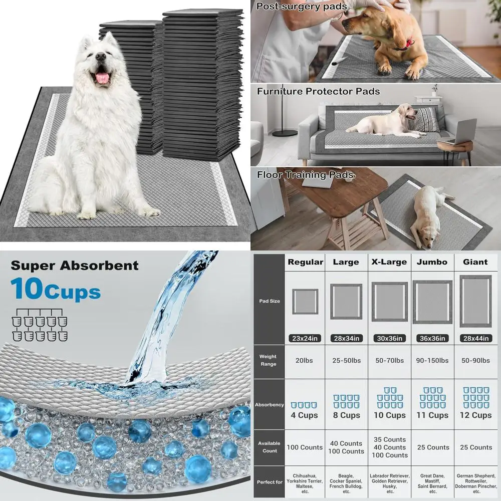 

Dog Pads 30”x36” XXL Extra Large, Charcoal Pee Pads for Dogs, Odor-Control Neutralize Urine Instantly, Quick Dry & Leak-Proof (4