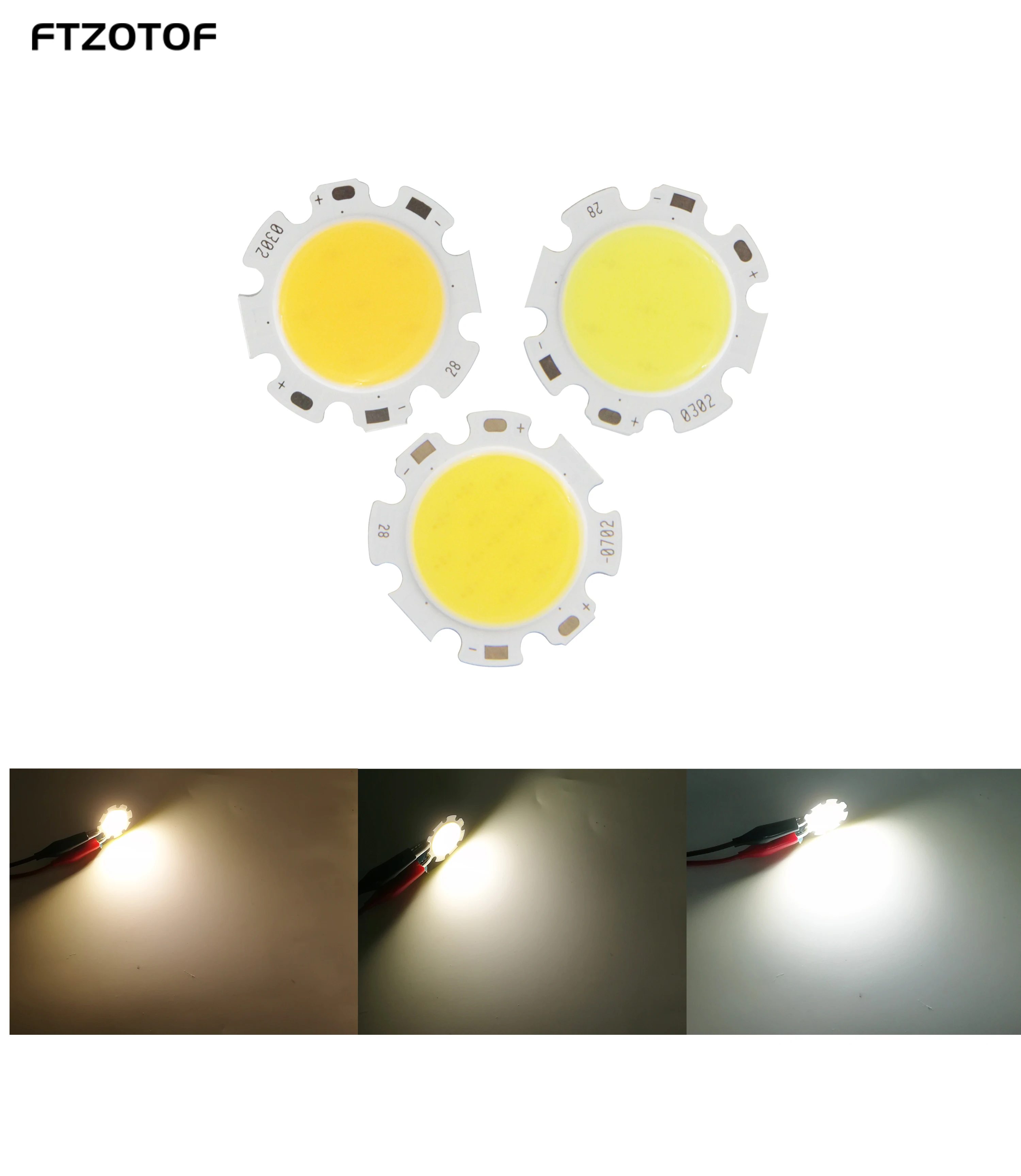 10PCS 12W COB Light Source Rounded Chip On Board 28mm DC 36v-40V 1200LM Warm Cold White Bulbs for LED DIY Ceiling House Lamp