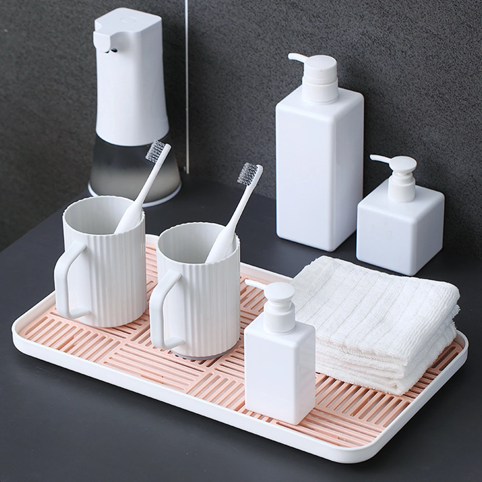 Kitchen Dish Drain Tray Coffee Tray Lower Water Saving Plate Practical Double Layer Tray Drainer Anti Skid Organizer Convenient