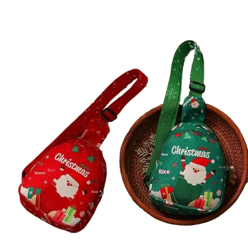 2026 جديد سانتا كلوز هدية عيد الميلاد حقيبة التعبئة والتغليف القماش الصغيرة لحقيبة الظهر أبل للأطفال الأخضر/الأحمر عيد ميلاد سعيد #5