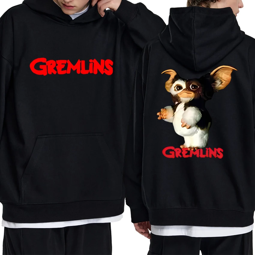 

2025 New in Gremlins Gizmo Funny Double Sided print black Hoodie Men women Cartoon harajuku Sweatshirt Unisex Fleece pullovers