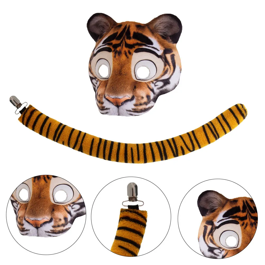 

Tiger Costume Set Halloween Carnival Party Supplies Animal Cosplay Soft Lightweight Eva Elastic Strap For Men Women Festival