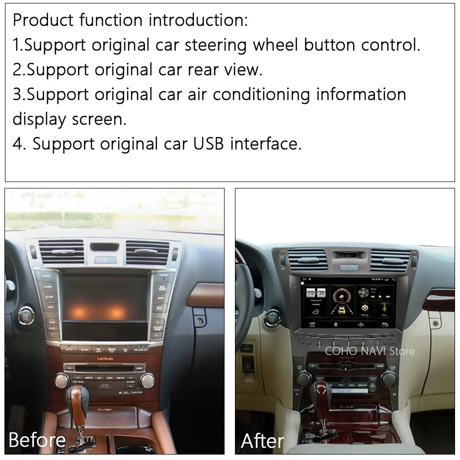 COHO For Lexus LS460 LS600 2006-2011 Gps Navigation Car Player Radio Android 10.0 8-Core 6+128G