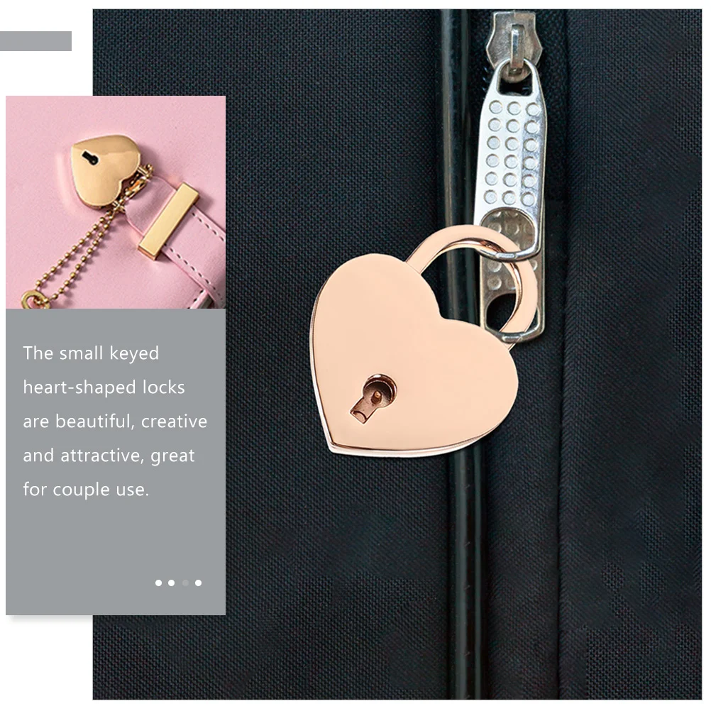 2 Sets Couple Heart Lock and Key Diary Locks Luggage Padlock Suitcase Metal for Love Bridge Zinc Alloy Mini Lovers