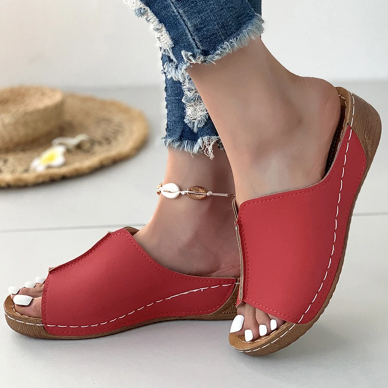 Women Shoes Sandals Summer Party Walking Shoes Slip On Sandals Ladies Wedge Shoes Woman Casual Female Footwear Slippers Woman image 5