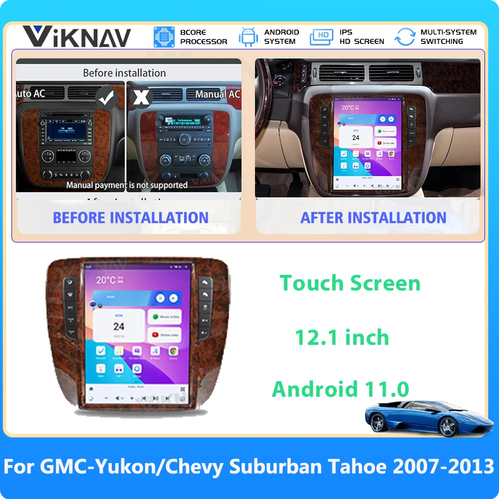 

Автомагнитола на Android для GMC-Yukon/Chevy Suburban Tahoe Auto AC 2007-2011 2012 2013 мультимедийный проигрыватель на 4 + 64 Гб беспроводной CarPlay 2din