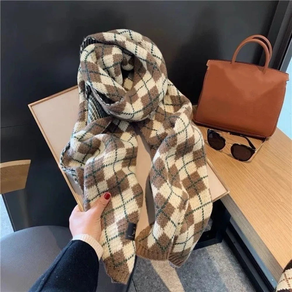 

Fashion Thickened Knitted Scarf Korean Style Pure Color Winter Scarf Unisex Neck Warmer Winter