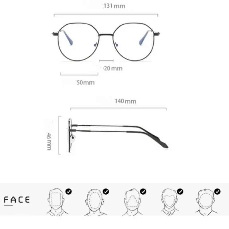 Gafas de protección contra luz azul redondas de Metal para mujer y hombre, monturas de gafas cuadradas clásicas, gafas transparentes para ordenador, gafas femeninas