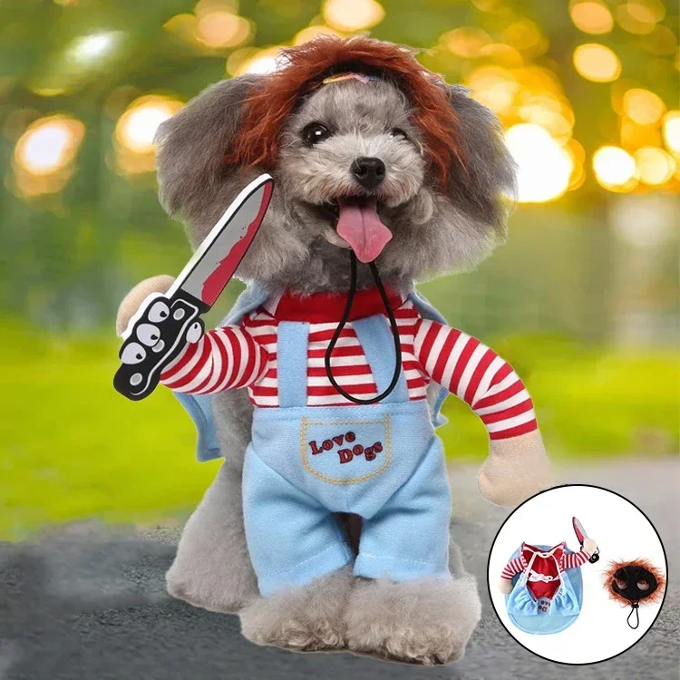 Cosplay Small Dog Funny Upright Pet Costume, Halloween Christmas Day Dress Up Standing Dog Costume