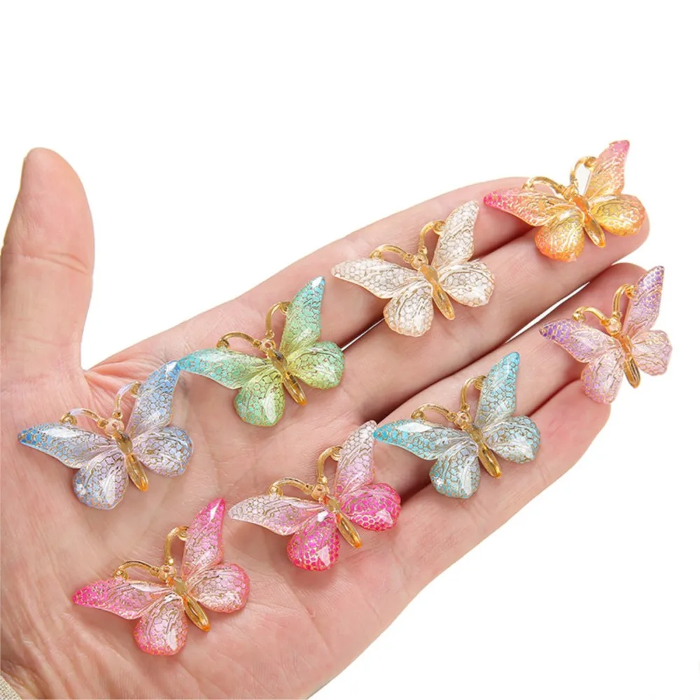 10Pcs Butterfly Resin Charms Animal Drop Flat Back Pendants For DIY Keychain Bracelet Cell Phone Case Decoration Jewelry Making