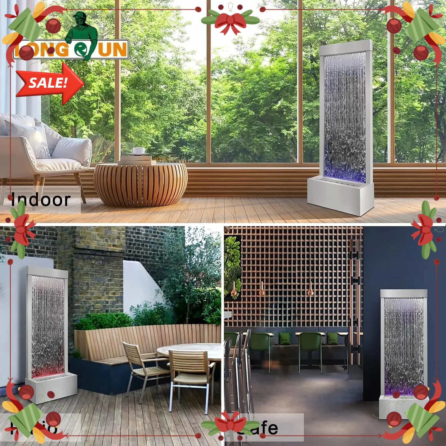 

BestsellerMirror Waterfall Fountain Indoor, 48" Water Feature With 7 Colors Light, Self-Contained LED Kit, Large Stainless Steel