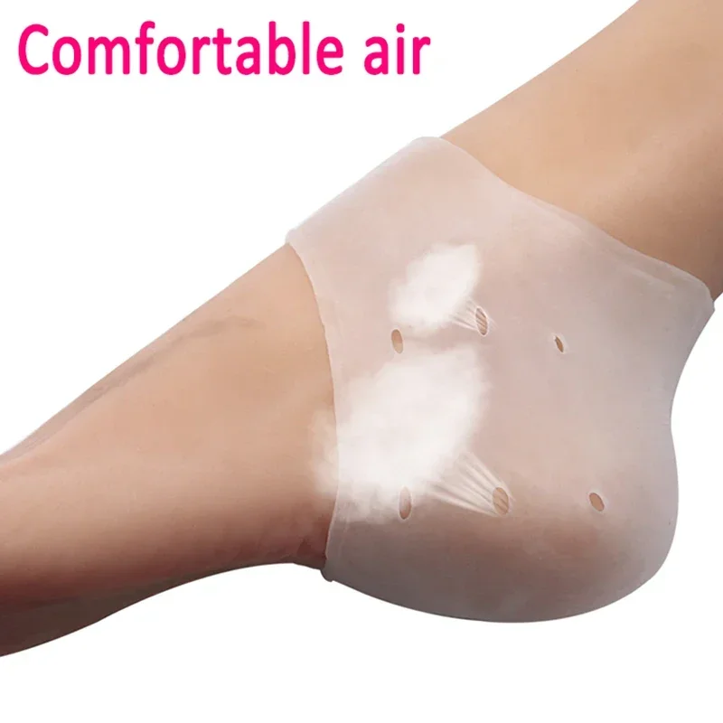 Chaussettes hydratantes fines à talon en gel avec trou pour pieds craquelés, protecteurs de soins de la peau, outils de soin des pieds, 1 paire = 2 pièces, chaussettes de soin des pieds en silicone