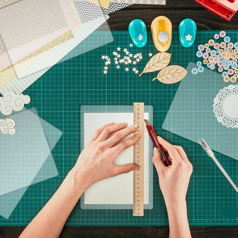 6 قطع من وسادات القطع المصنوعة من الأكريليك الشفاف مقاس 8.7 × 6.1 بوصة لوحة قطع شفافة وسادات قطع أكريليك لصناعة النقش #4