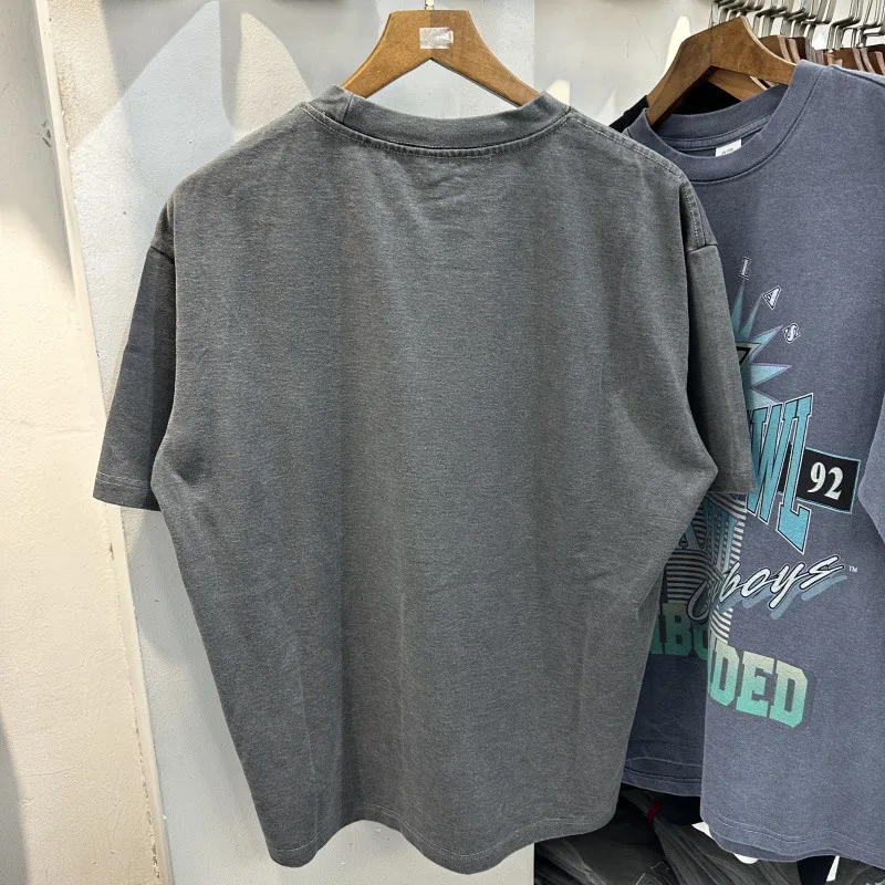 Big Shine Star Print T Shirt Blue Gray Small Collar Short Sleeve for Men Women