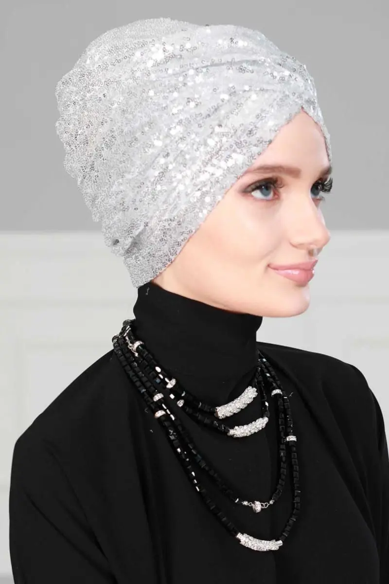 Hijab Knochen pailletten silber