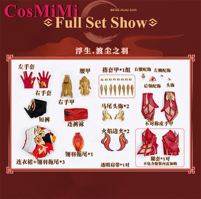 CosMi juego Honkai Impact 3 Fu Hua disfraz de Cosplay Garuda dulce y elegante uniformes de combate rojos ropa de juego de rol para fiesta de Carnaval