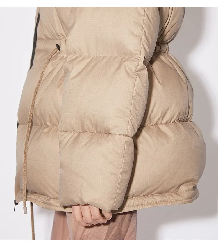 Zimowa moda Nowa damska kurtka puchowa Luźna kurtka do pracy z kapturem, dopasowana