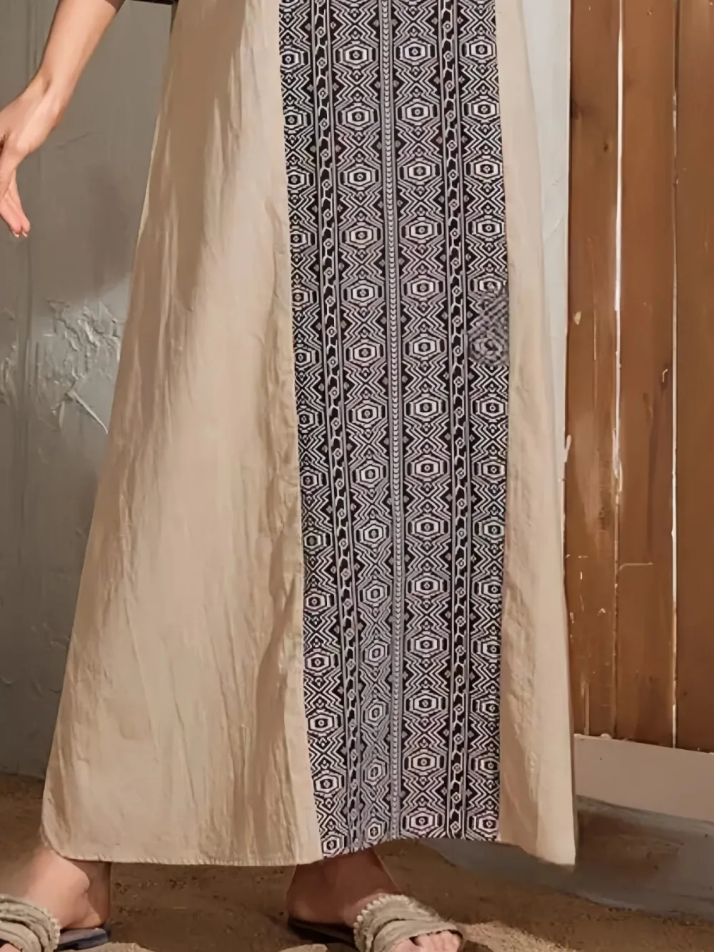 Spring Summer Women Kaftan Dresses Middle Sleeve Printed Women Muslim Dresses