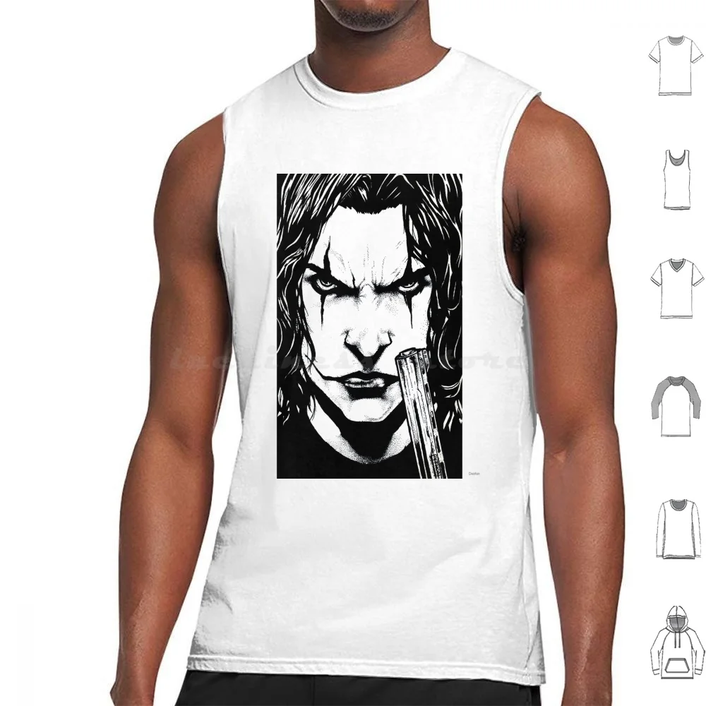 Eric Draven Tank Tops Vest Sleeveless The Crow Crow Eric Draven Draven Comic Movie Film Brandon Lee Cult Classic Portrait