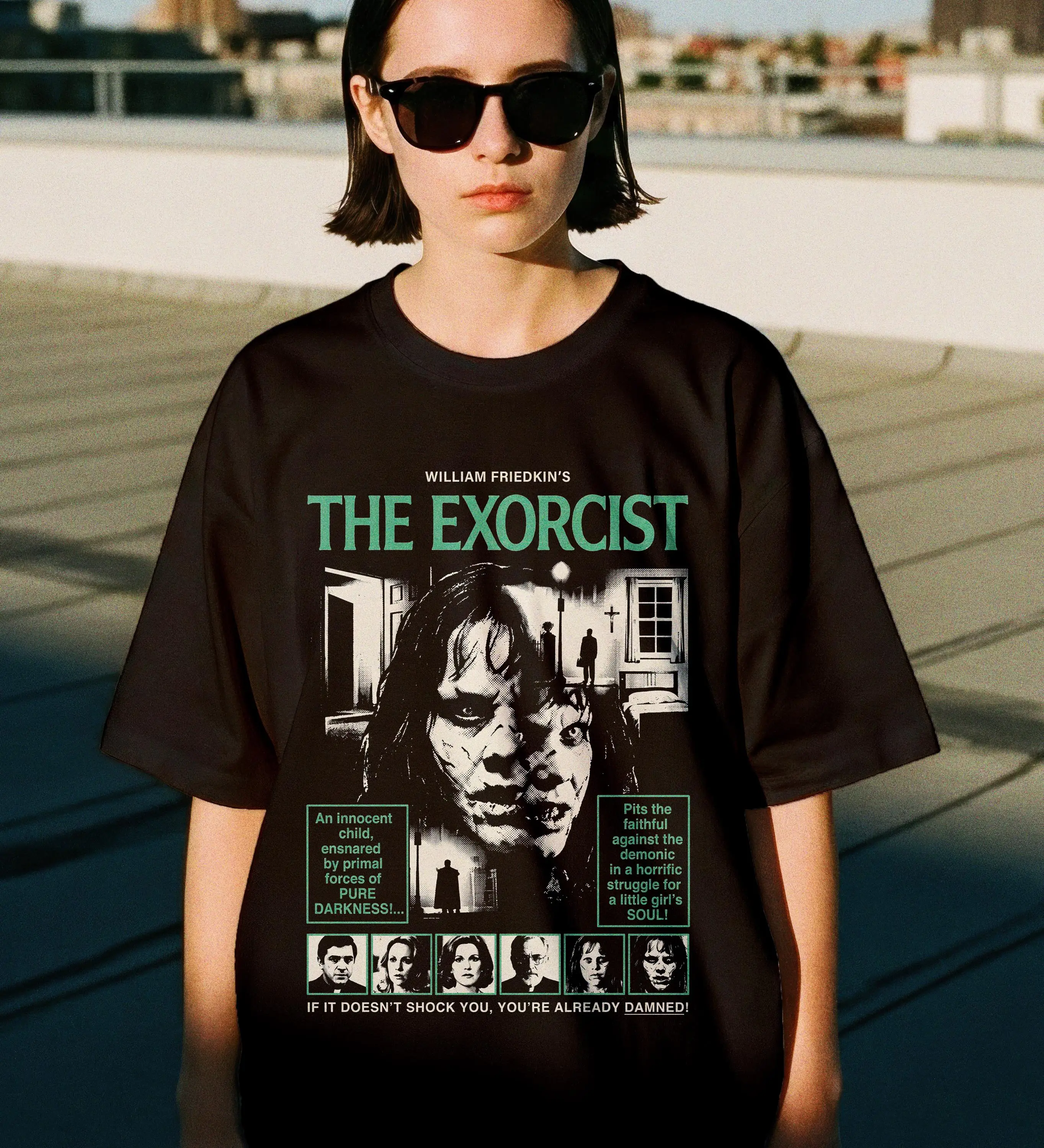 The Exorcist 1973 Vintage William Friedkin Horror Film Graphic T-Shirt Cotton Men Women Streetwear Tee