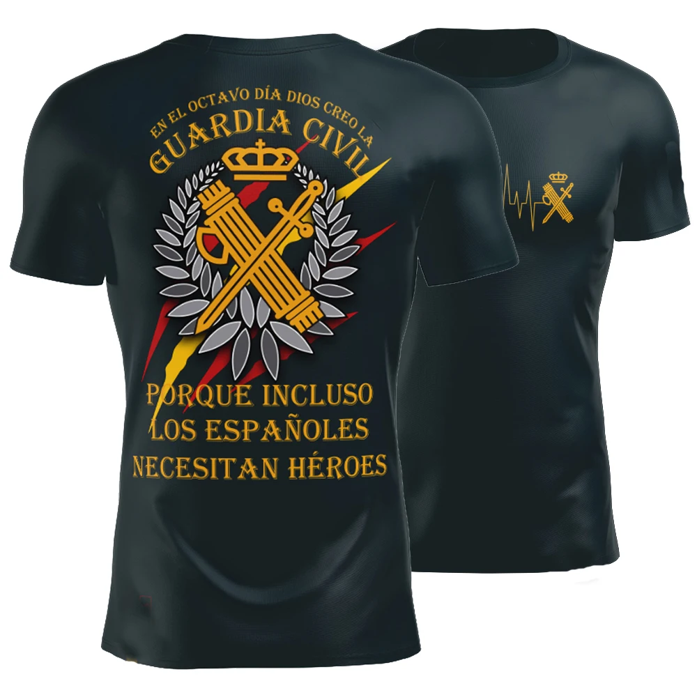 Camiseta Guardia Civil España. 100% Algodón De Alta Calidad, Cuello Redondo, Casual Top