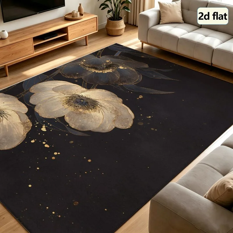 1-Piece Elegant Floral Pattern Carpet, Soft and Comfortable, Easy to Maintain, Machine Washable, Indoor Rug, Suitable for Placing under a Table, Suitable for Living Room, Bedroom, Dining Room, Entryway, Home Office, Balcony, Home Decor.