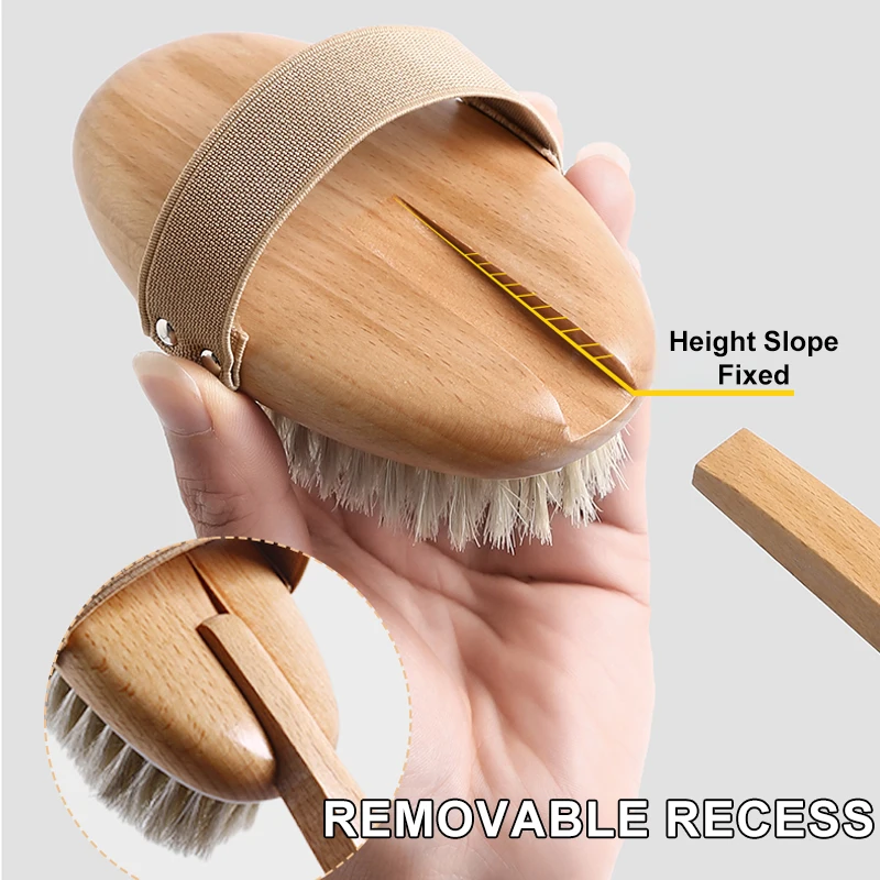 Long Handle Bath Brush Horsehair Hog Bristle Scrub Skin Massage Shower Scrubber Body Cleaning Brush Bathroom Accessories