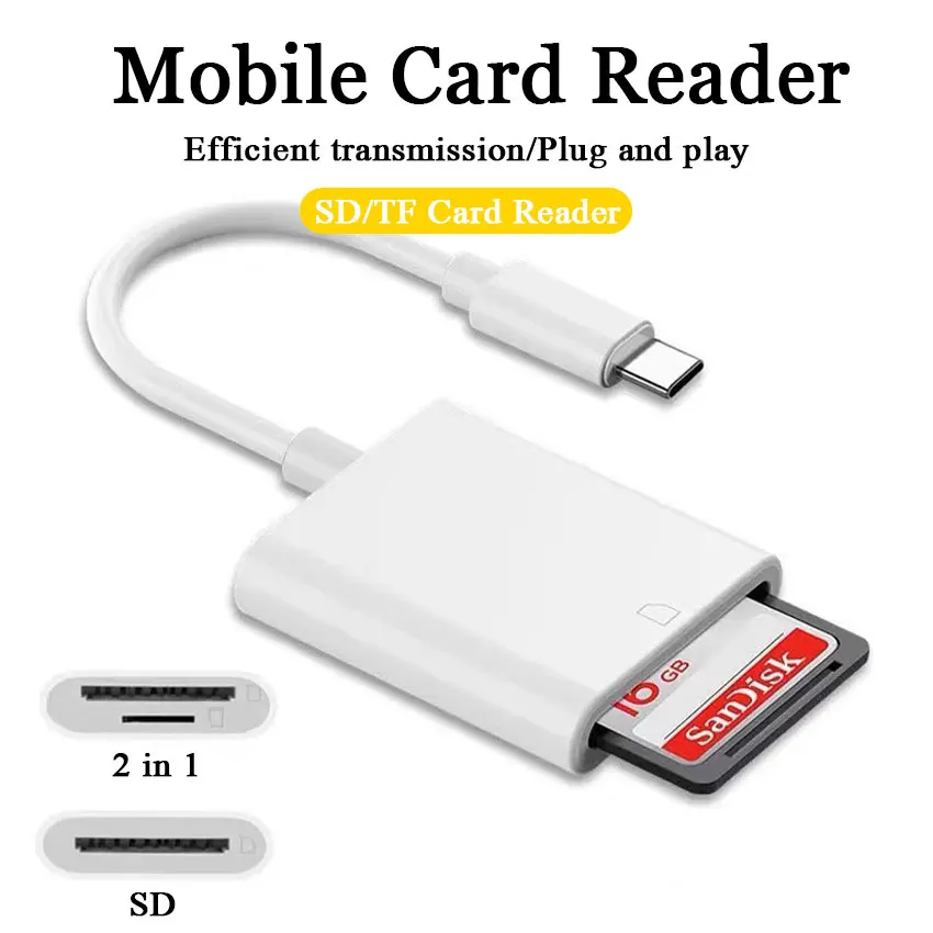 SD Card Reader for iPhone 15/iPad/Mac, Type C to SD TF Dual Card Slot Memory Portable Card Reader, Type C Connection adapter