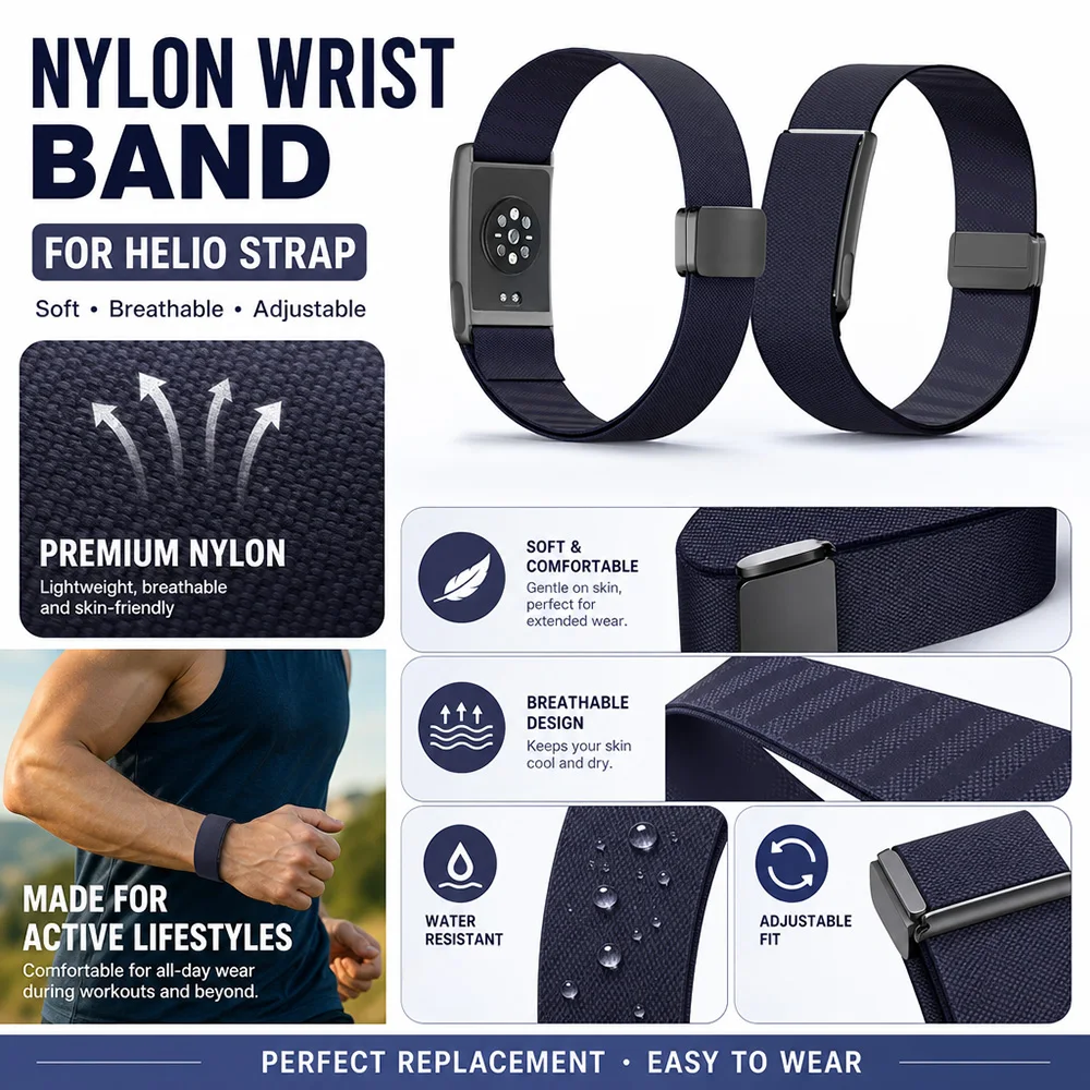 Sport‑Friendly Nylon Band for Amazfit Helio Strap Flexible Breathable Replacement Armband for Amazfit Helio Strap Running Hiking