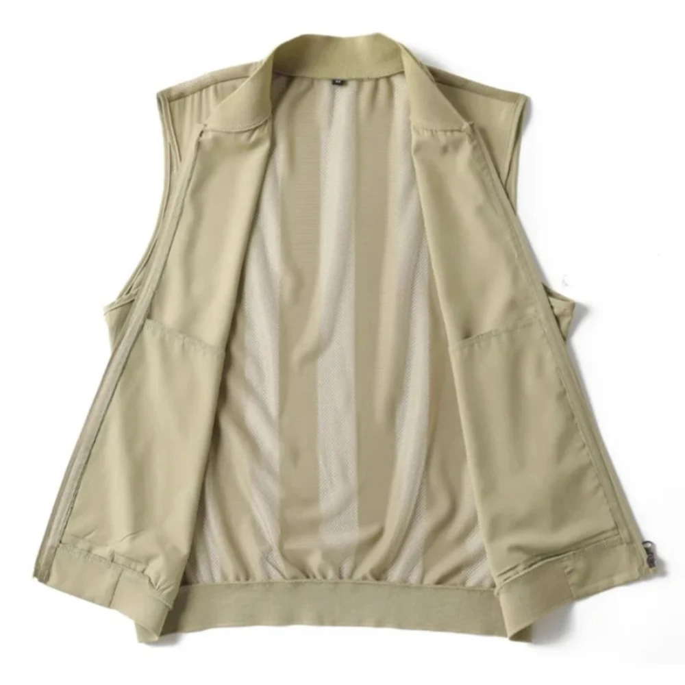 Summer New Men's Lightweight Thin Vests Trend Baseball Collar Zipper Sleeveless Casual Vest Coats Simple All-match Men Vests 6XL