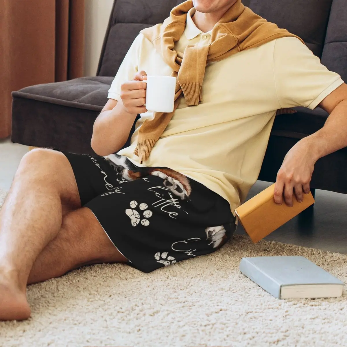 Custom Bernese Mountain Dog Short Pajama Pants Men Sleepwear Sleep Lounge Bottom Shorts Sleeping Pants - view 4