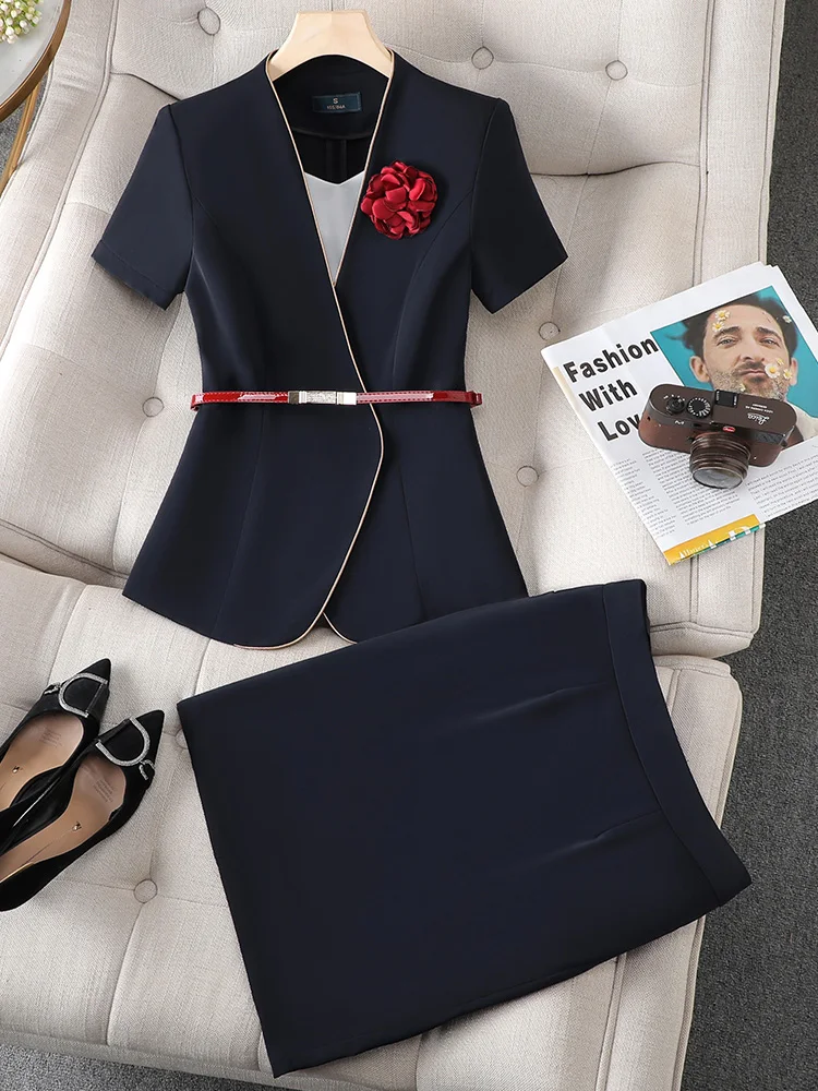 

Элитный летний тонкий деловой костюм для женщин: профессиональный комплект для администратора, медработника, косметолога