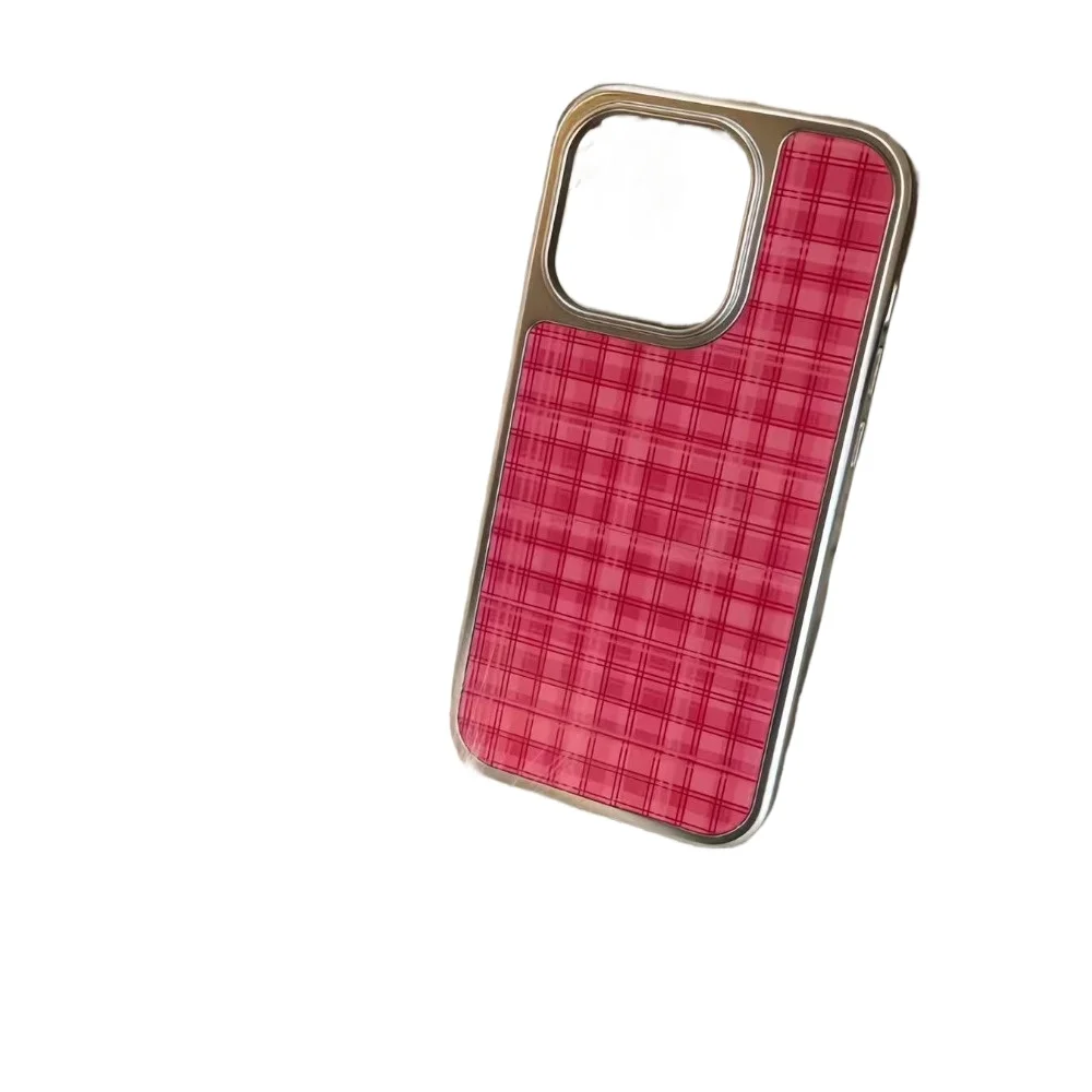 Ins الوردي الأحمر متقلب نمط جراب هاتف بولي TPU مكافحة الإفلات جراب هاتف آيفون XR/11/12/13/14/15/16/17 برو ماكس جراب هاتف