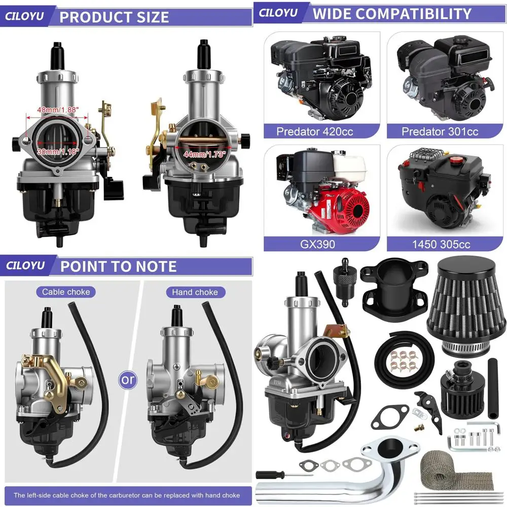 

Карбюратор PZ30 30 мм с выхлопным коллектором Stage 1 комплект, замена для Predator 420cc 301cc GX390 GX340 GX270 GX240 389cc 13HP 11H