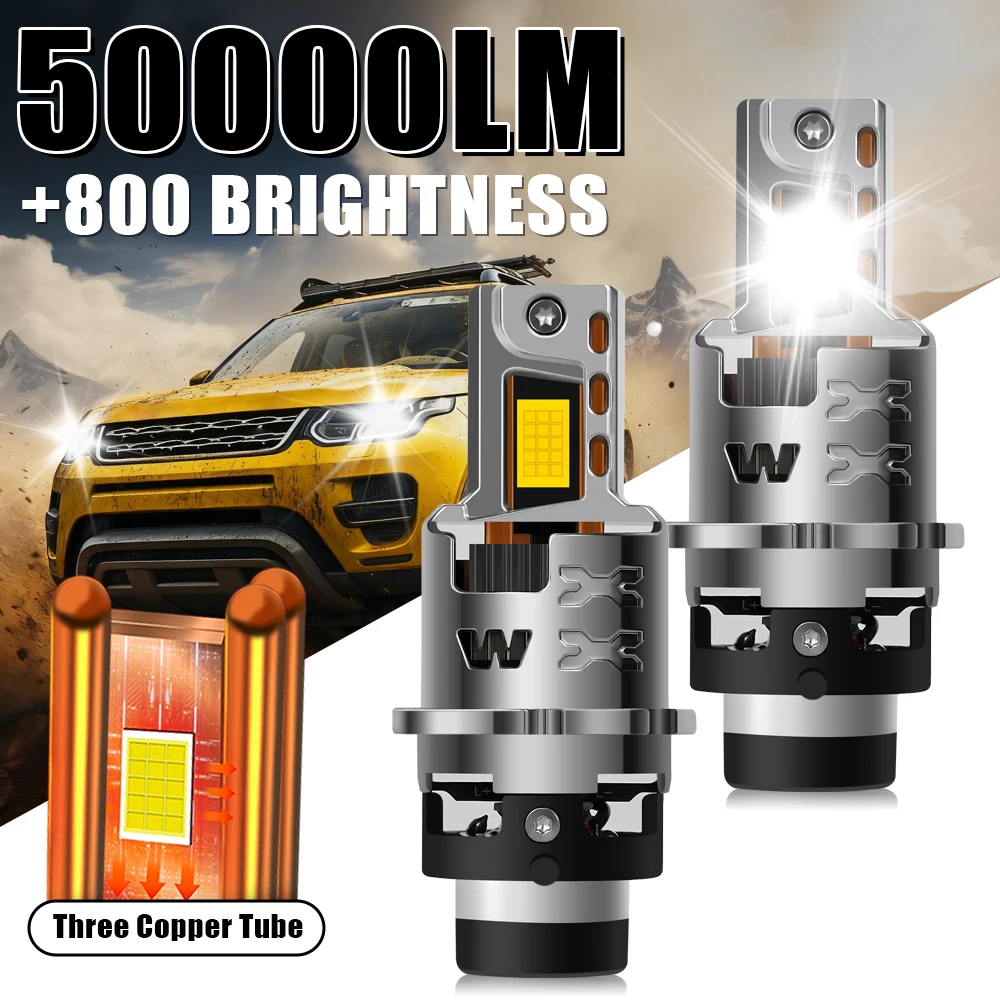 2個入り-d2s-d2r-ledヘッドライト-hidヘッドランプバルブ-50000lm-三銅管カーライト-ターボランプ-キャンバス-6000k-プラグアンドプレイ-12v-24v