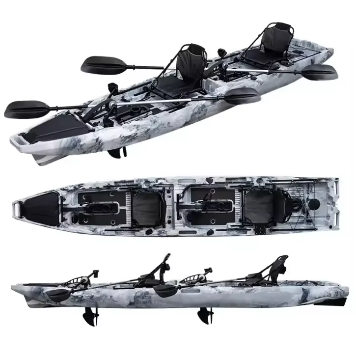 

LSF New Arrival 14.8FT Tandem Double Fishing Kayak Pedal Drive Kayak Boat Sea Two Person Two Seating With Motor Accessories