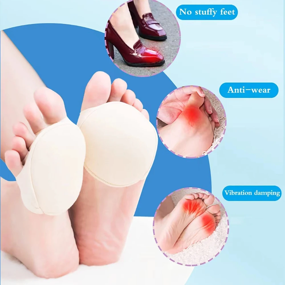 4pcs Five Toes Forefoot Pads for Women High Heels Half Insoles for Shoes Inserts Foot Calluses Corns Pain Relief Forefoot Socks