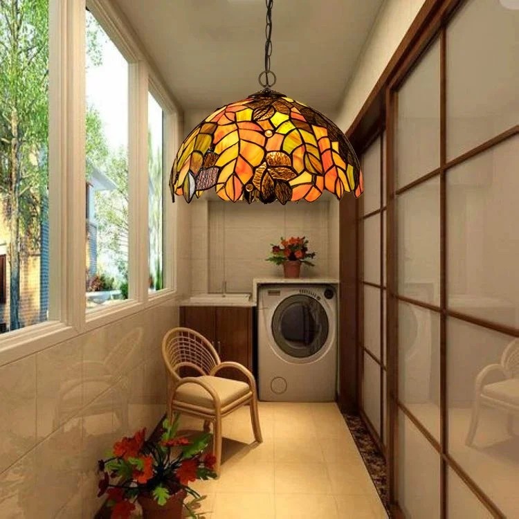 Vintage Luxury Creative Colored Glass Theme Restaurant Bedroom Study Yanglao Shanghai Shell Green Glass Pendant Light