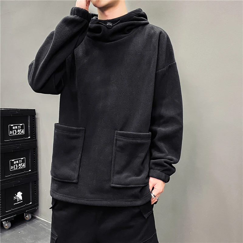 Sweat à capuche en polaire avec poches pour homme, Streetwear chaud, Hip Hop, tendance, automne hiver