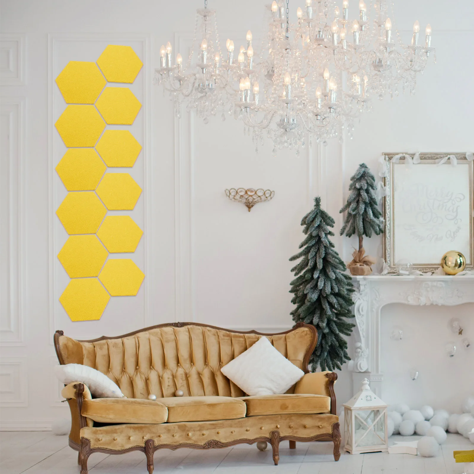 

12 pcs Felt Background Wall Sticker Hexagonal Self-Adhesive Memo Board For Home Office Room Classroom Wall Art Tiles