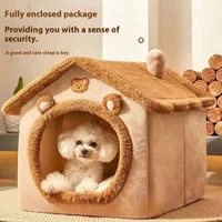 All Season Dog House Style Bed - Removable Washable Pet Bed for Small Dogs Teddy Winter Warm Cat Dog House 4