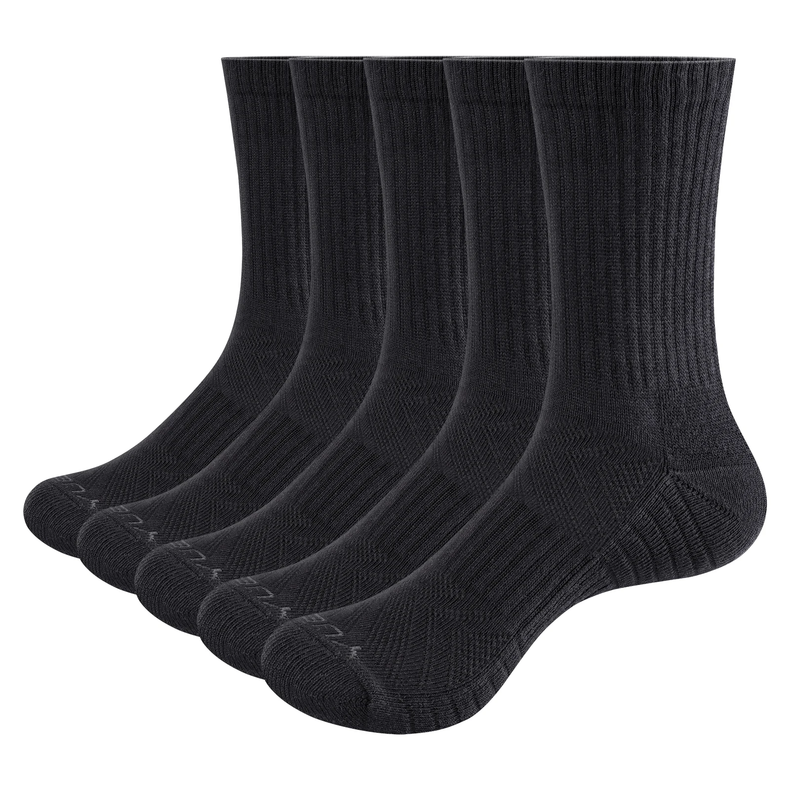 

YUEDGE Women's Gym Training Athletic Cushioned Crew Socks Moisture Wicking Thick Cotton Womens Socks Padded Boot Socks, 5 Pairs