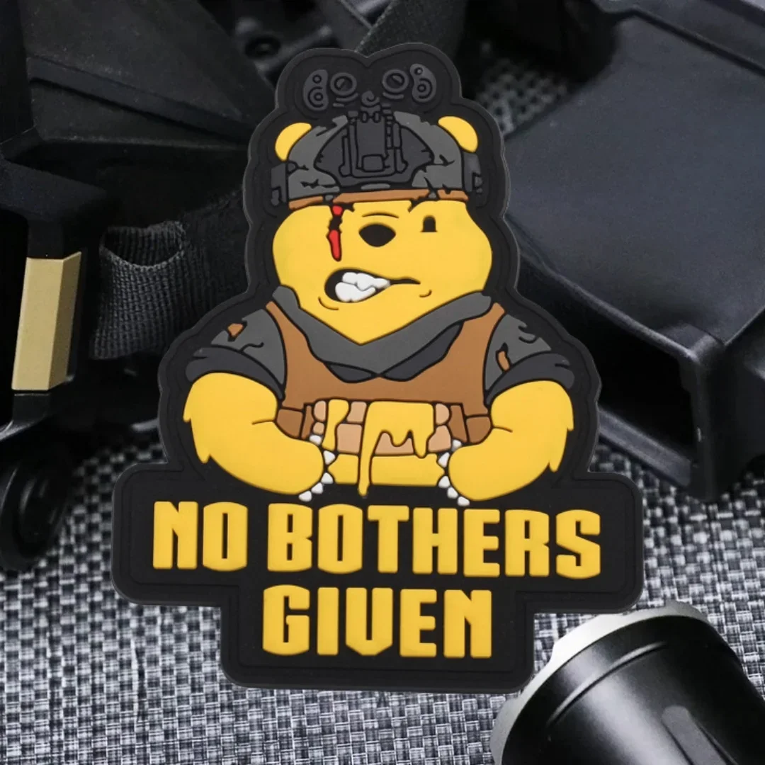 

NO BOTHERS GIUEN PVC Morale Badge Patch Tactical Night Vision Bear Armband Military Hook and Loop Clothes Backpack Sticker