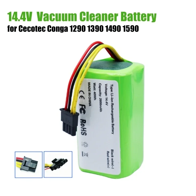 

14.4V 3500mAh for Cecotec Conga 1290 1390 1490 1590 vacuum cleaner Genio Deluxe 370 Gutrend Echo 520 battery replacement