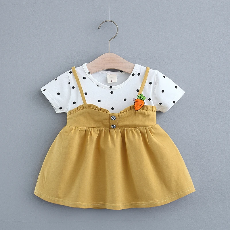 Outfit of The Day Summer Fashion Lovely Polka Dots Casual Toddler Dress Korean Style Sweet Crew Neck Spliced Baby Girl Dress