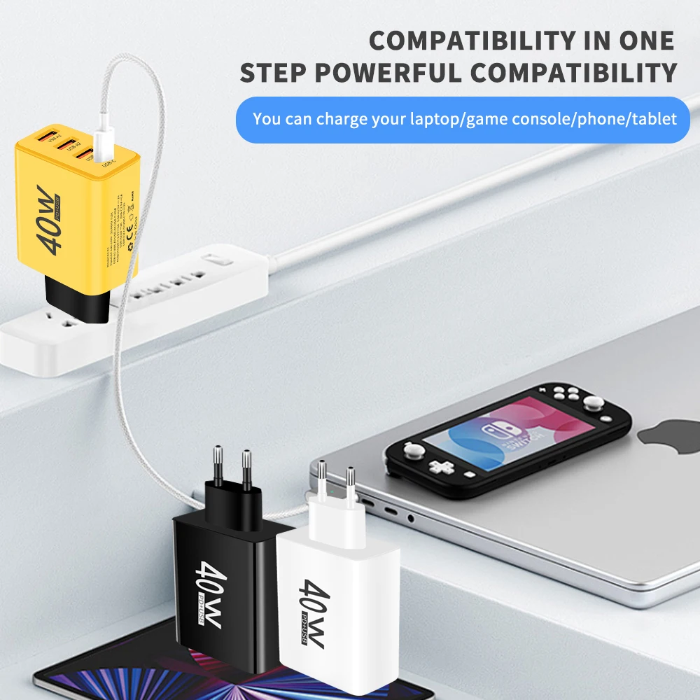 PD 40W USB Type C Fast Charging Charger For Samsung iPhone Huawei Xiaomi Multi Ports USB Quick Charge Type C Phone Power Adapter