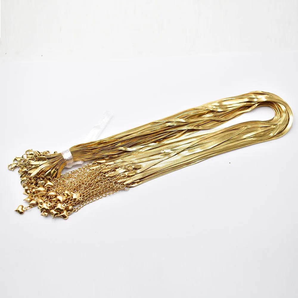 Wholesale 2.5mm 3mm 4mm stainless steel Snake Chain Necklace Rope 40cm+5cm Chain Lobster Clasp DIY Jewelry Accessories 30pcs/lot