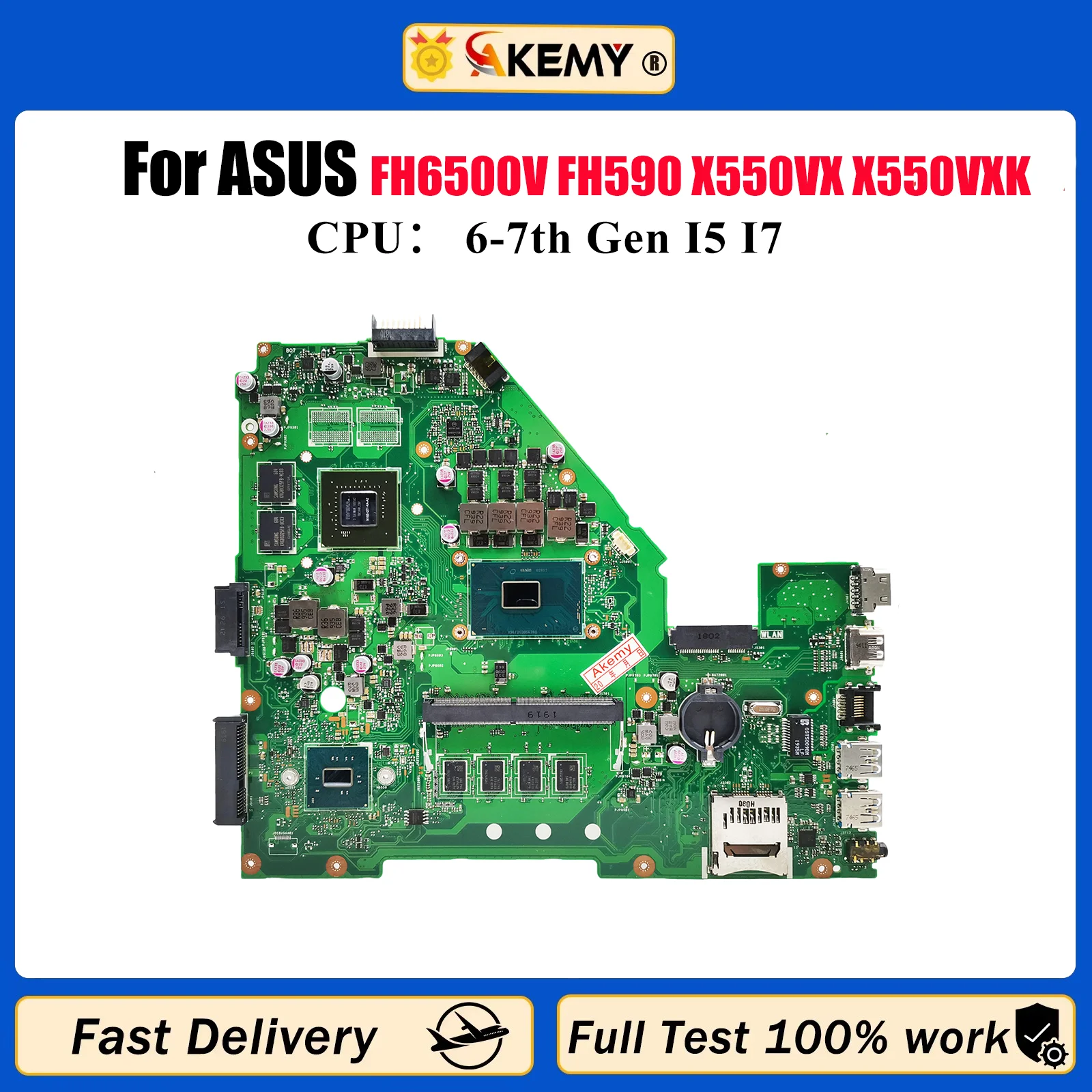 

X550VX Материнская плата для ноутбука ASUS VivoBook X550V K550VX W50V VX50V FH6500V FH5900 X550VX X550VXK Материнская плата с I5 I7 CPU stk