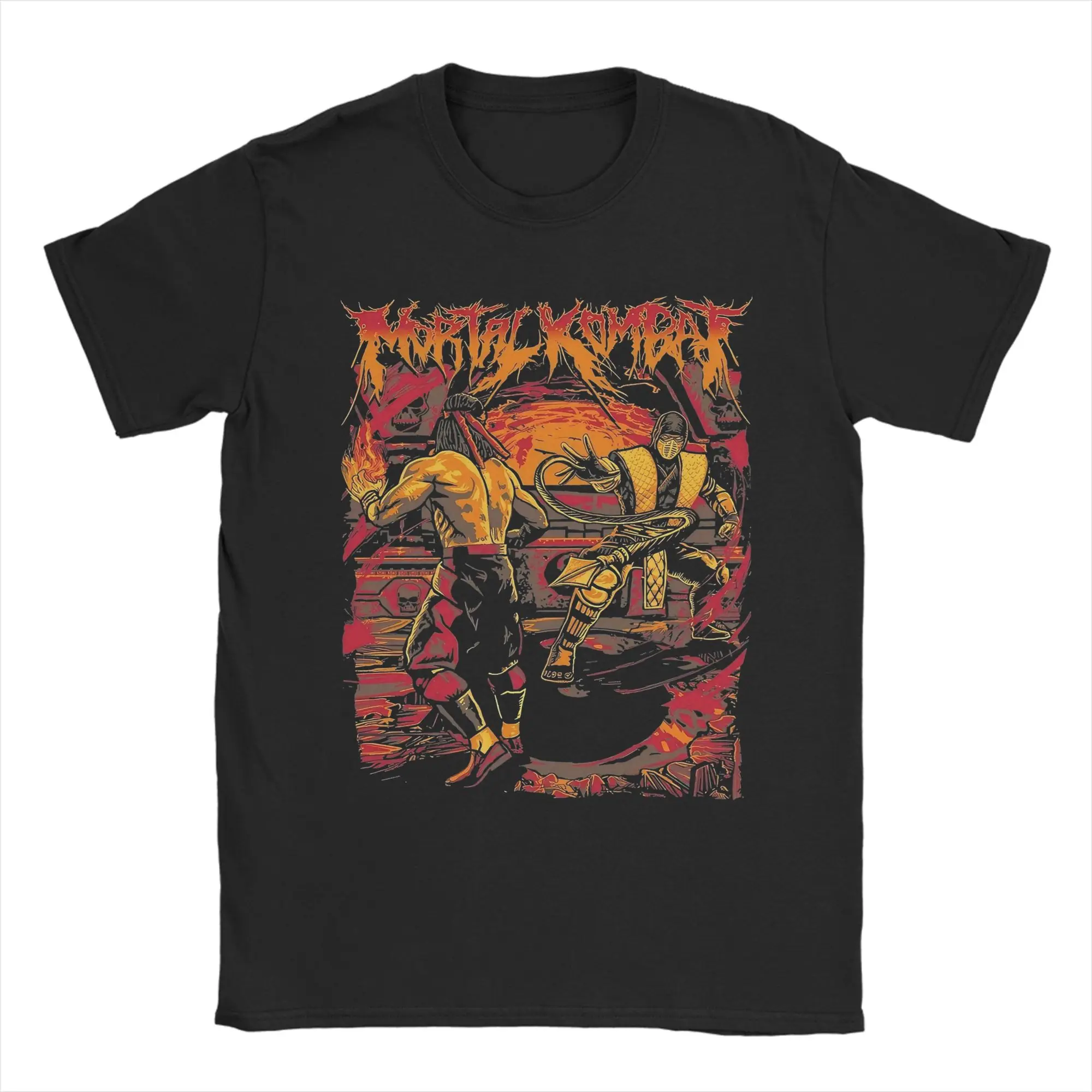 Camiseta vintage mortal kombat para homens e mulheres, camiseta engraçada de algodão puro, gola redonda, manga curta, roupas plus size