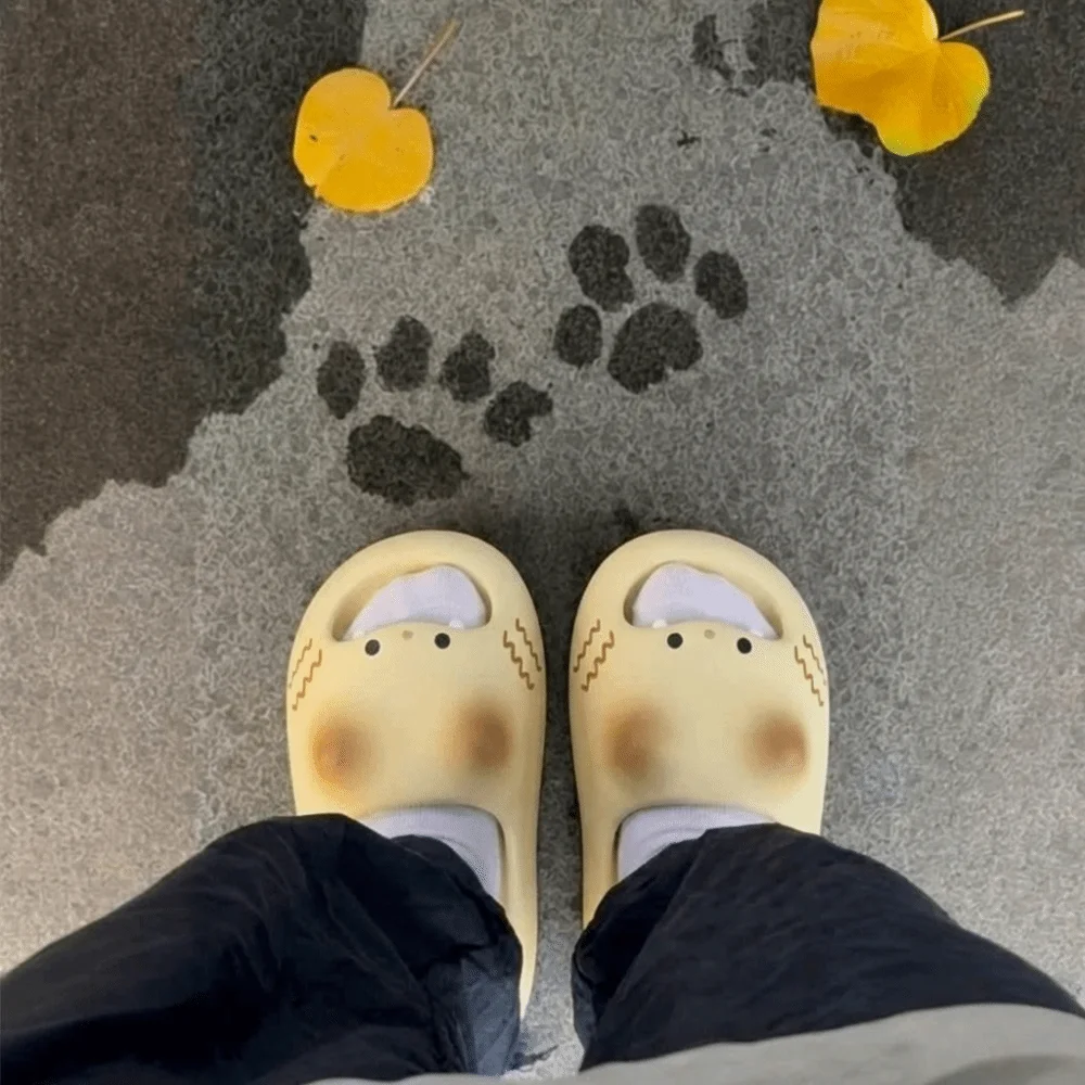 Adorable Waterproof Cat Slippers Bottom Cat Paw Closed Toe Cat Paw Slippers Anti Slip Soft Bottom Ladies Slippers Home